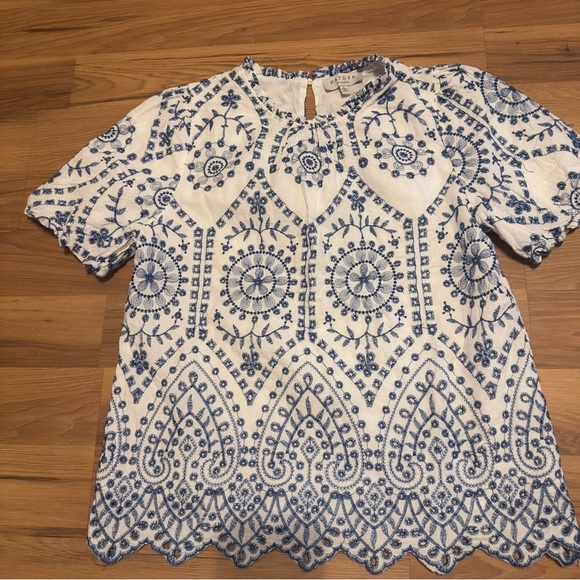 Hayden Navy and White Embroidered Blouse - Picture 2 of 6